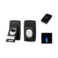 1-0048 Premium Αναπτήρας πούρου 2xjet με πουροκόφτη